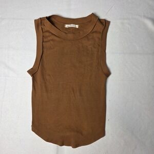 We The Free women's Kate Tank Ribbed Brown Sleeveless Crew Neck Large